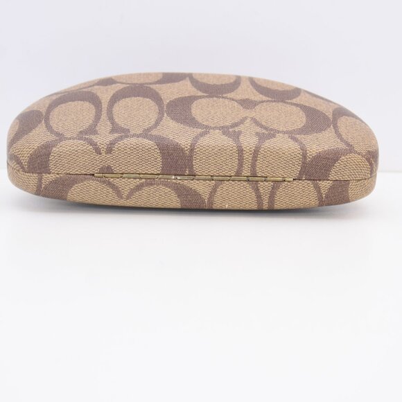 Coach Eyeglass Sunglasses Case Classic Logo Monogram Hard Clamshell Brown - Picture 5 of 12